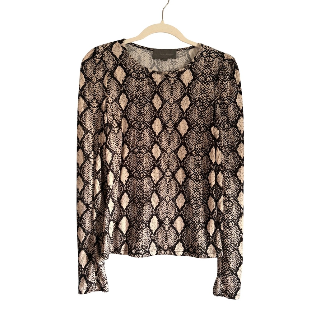 Anthropology Sunday in Brooklyn Snakeskin Print Ribbed Long Sleeve Top